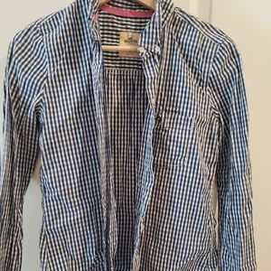 Hollister Size Medium Blue and White Plaid Button Down Shirt